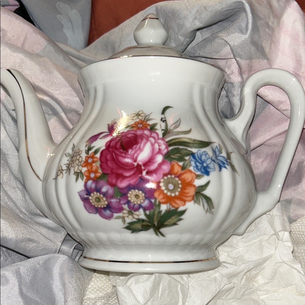 Floral Teapot with Colorful Design